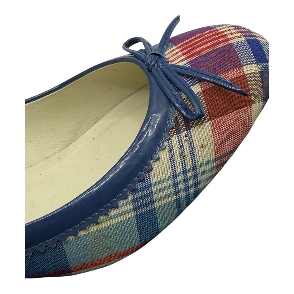 Bettye Muller Plaid Heels with Blue Bow Trim Retro 38.5 (US 8) - Picture 11 of 12